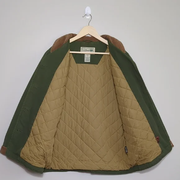 Vtg L.L. Bean Women's Adirondack Chore Barn Coat Corduroy Collar Forest Green Lg - Picture 9 of 15